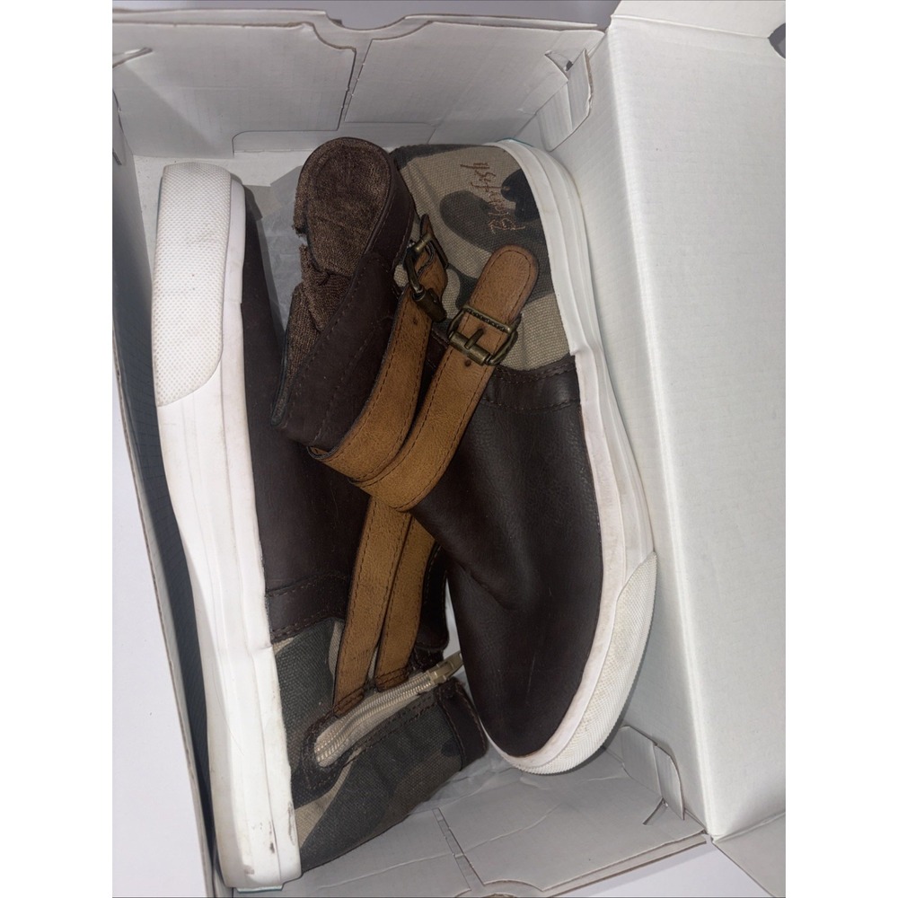 Blowfish Sz 9 women Malibu lace up camouflage mid top sneakers Shoes Leather -R1